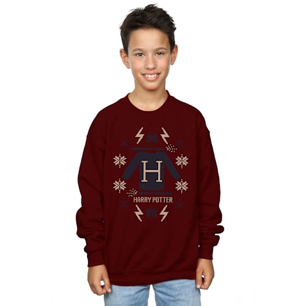Harry Potter Jultröja Stickad Pojkar 12-13 År Bordeaux Burgundy 12-13 Years