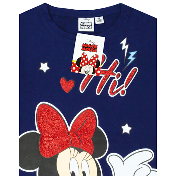 Minnie Mouse flickor Hi Glitter T-shirt 5-6 år Marinblå Navy 5-6 Years