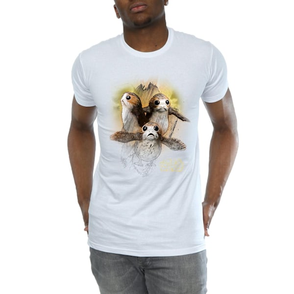Star Wars: The Last Jedi Porg T-shirt i borstad bomull för män, storlek L, vit White L