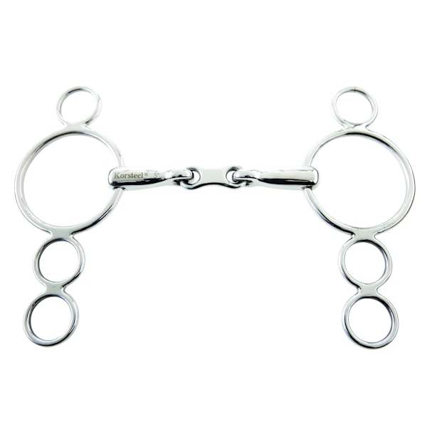 Korsteel Rostfritt Stål Fransk Länk 3 Ring Dutch Gag Hästbett Silver 5.5in