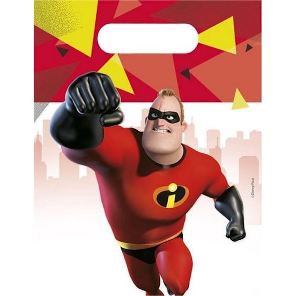 Incredibles 2 Plast Partypåsar (6-pack) One Size Röd/Gul Red/Yellow One Size