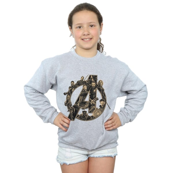 Marvel Girls Avengers Infinity War Marvel Logo Sweatshirt 12-13 Sports Grey 12-13 Years