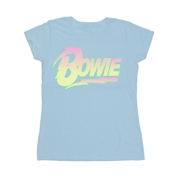 David Bowie Dam/Kvinnor Neon Logo Bomull T-shirt L Baby Blue Baby Blue L