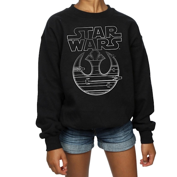 Star Wars Girls The Last Jedi Resistance Logo Metallic Sweatshirt Black 5-6 Years