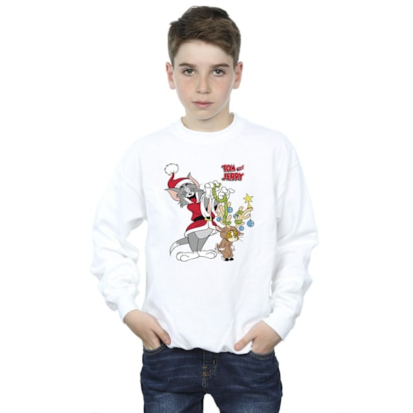 Tom & Jerry Pojkar Jul Ren Sweatshirt 9-11 År Vit White 9-11 Years