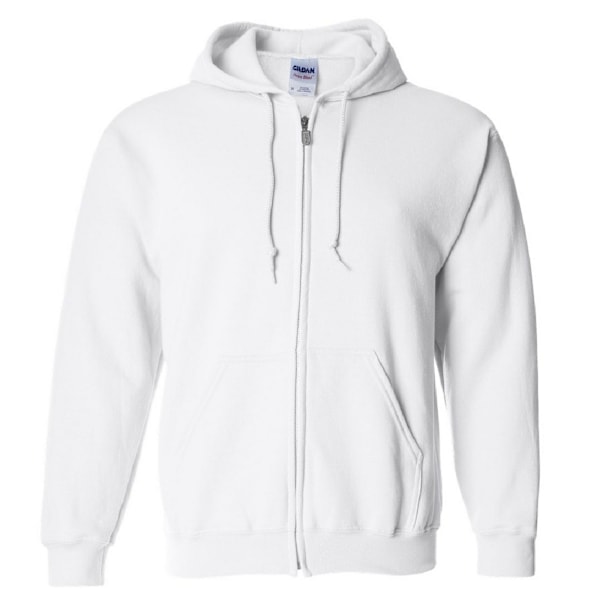 Gildan Heavy Blend Unisex Full Zip Hooded Sweatshirt Top White XL