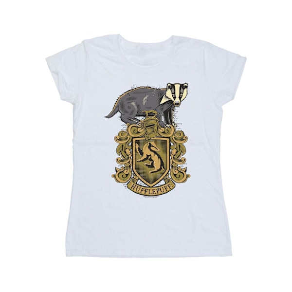 Harry Potter Dam/Kvinnor Hufflepuff Sketch Crest Bomull T-shirt White XL