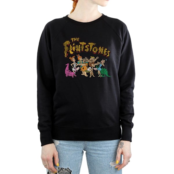 The Flintstones Dam/Damer Grupp Distressed Sweatshirt M Bla Black M