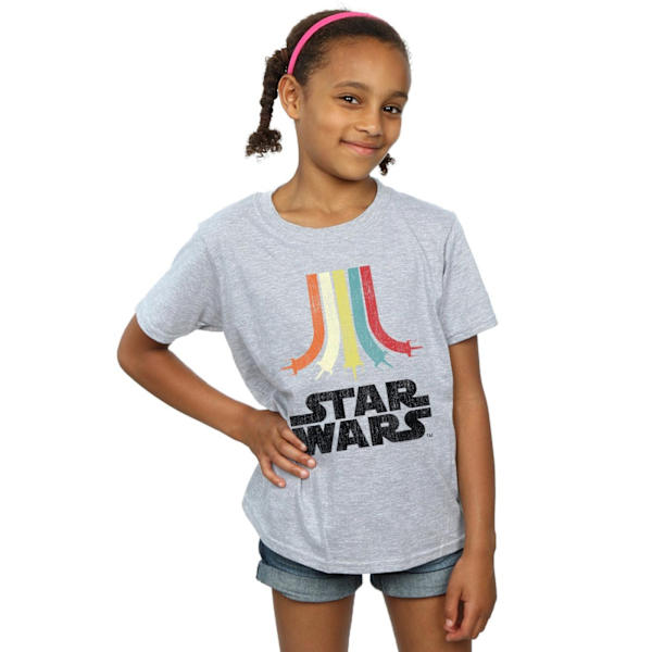 Star Wars T-shirt i bomull med regnbåge för flickor 9-11 år, Sports Grey Sports Grey 9-11 Years