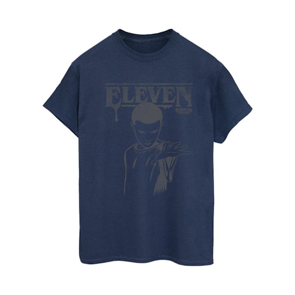 Netflix Dam/Damer Stranger Things Dark Eleven Bomull Boyfriend T-Shirt XXL Marinblå Navy Blue XXL