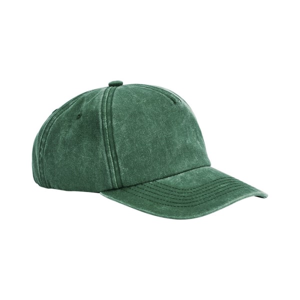 Beechfield Vintage Washed 5 Panel Relaxed Fit Baseball Cap One Bottle Green One Size