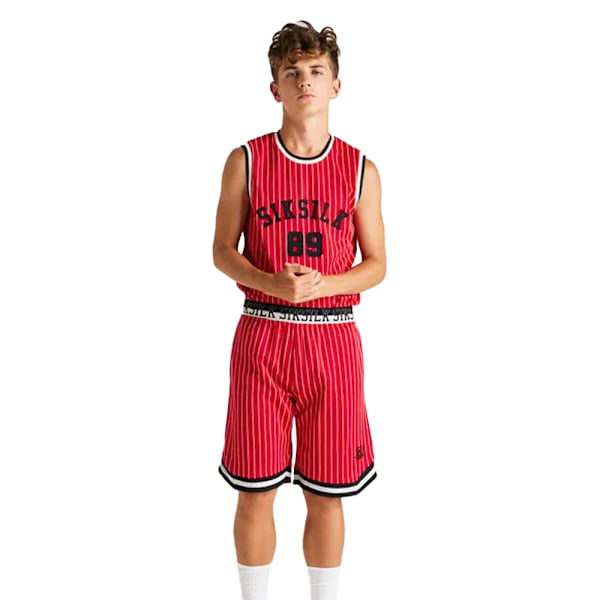 SikSilk Pojkar Klassiska Retro Basketshorts 11-12 År Röd Red 11-12 Years