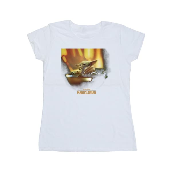 Star Wars Dam/Kvinnor The Mandalorian Grogu Målad Bomulls T- White XL