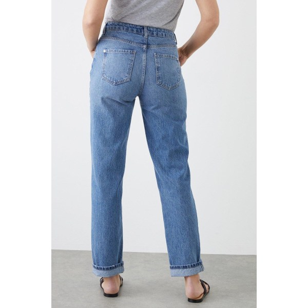 Dorothy Perkins Dam/Dam Tall Boyfriend Jeans 10 UK Mid Wa Mid Wash 10 UK