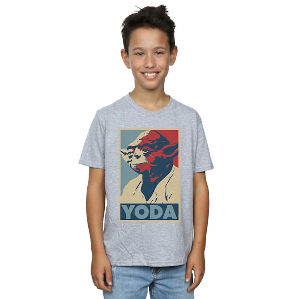 Star Wars Boys Yoda Poster T-Shirt 5-6 år Sports Grey Sports Grey 5-6 Years