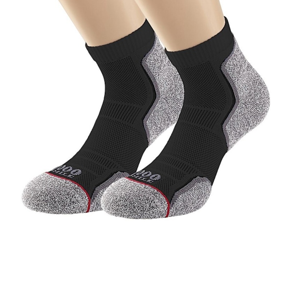 1000 Mile Mens Recycled Running Ankle Socks (2-pack) XL Blac Black/Grey XL