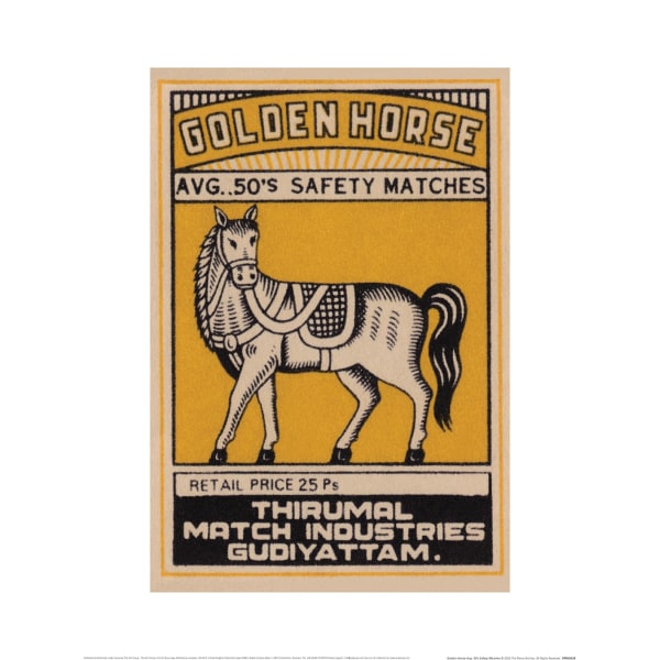 Pyramid International Golden Horse Genomsn. 50-talets säkerhetsmatcher Pri Yellow/White/Black 40cm x 30cm