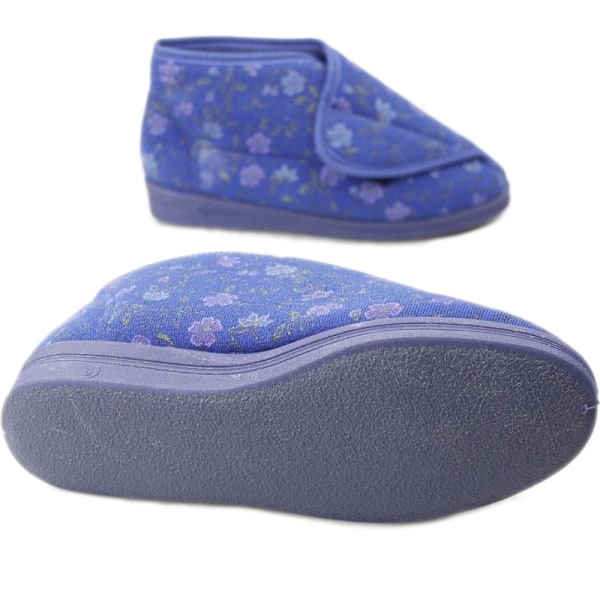 Comfylux Dam/Dam Andrea Floral Bootee Tofflor 6 UK Blå Blue 6 UK