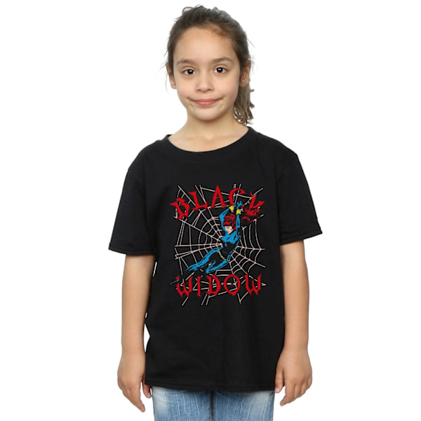 Marvel Girls Black Widow Web Bomull T-shirt 9-11 År Svart Black 9-11 Years