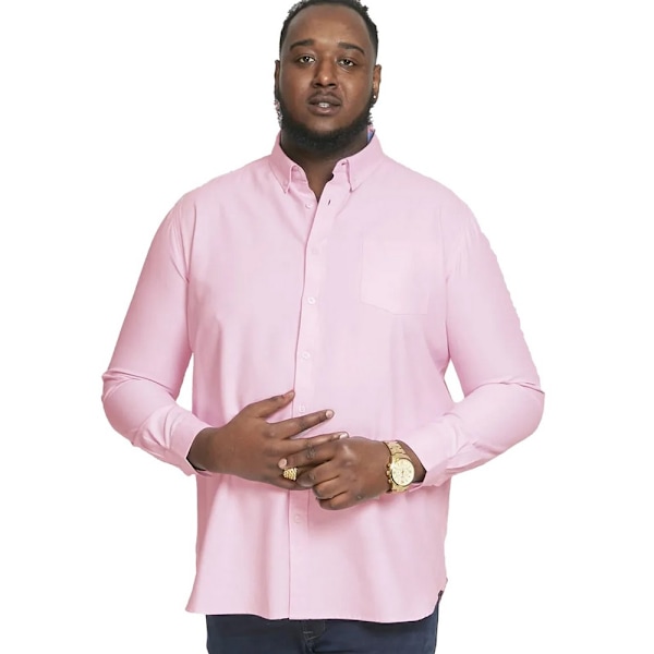 Duke Herr D555 Richard Oxford Kingsize Långärmad Skjorta XXL Rosa Pink XXL