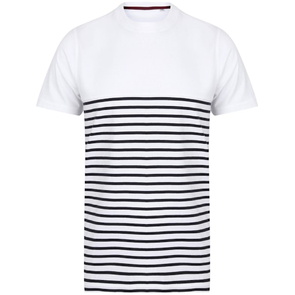 Front Row Vuxen Unisex Breton Randig T-shirt XL Vit/Marinblå White/Navy XL