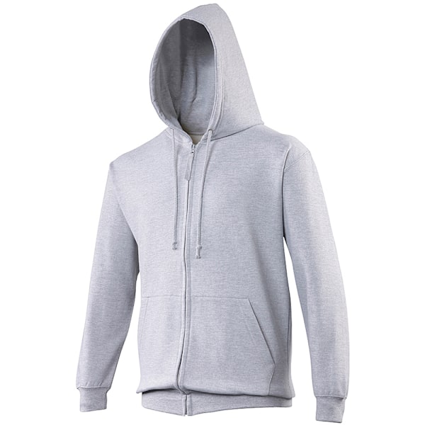 Awdis Plain Mens Hooded Full Zip Hoodie / Zoodie 2XL Heather Grå Heather Grey 2XL