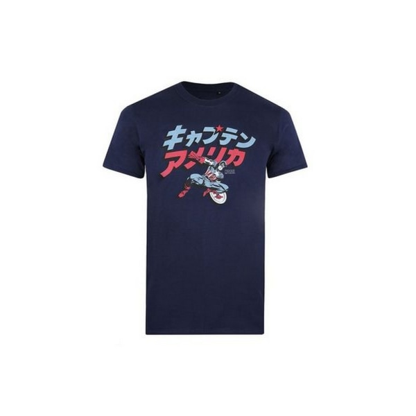 Captain America Herr japansk T-shirt M Marinblå/röd Navy/Red M