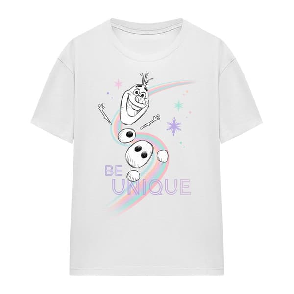 Frozen Dam/Damer Var Unik Regnbåge Olaf T-Shirt S Vit White S