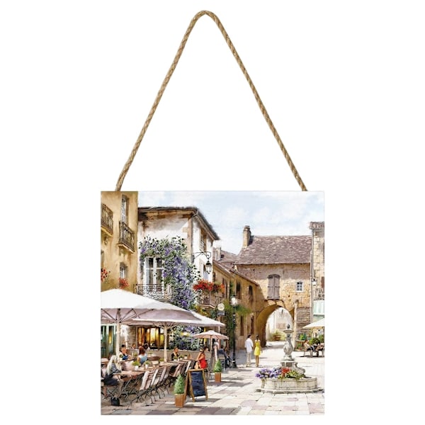 Richard Macneil Courtyard Cafe Plakett 20cm x 20cm Flerfärgad Multicoloured 20cm x 20cm