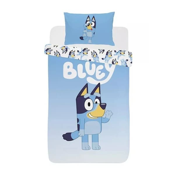 Bluey Wave Påslakanset Enkel Blå/Vit Blue/White Single