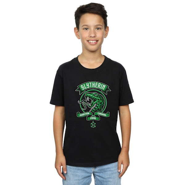 Harry Potter Boys Slytherin Toon Crest T-shirt 12-13 år Svart Black 12-13 Years