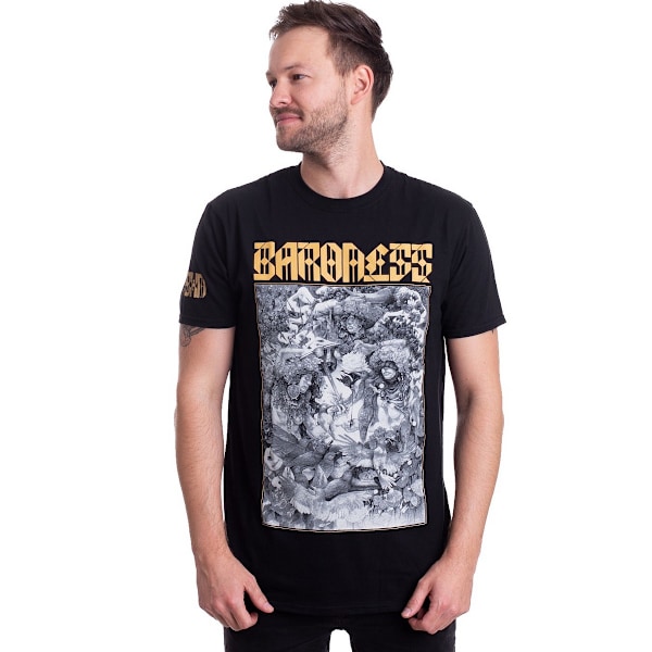 Baroness Unisex Vuxen Guld & Grå Baktryck Bomull T-shirt XXL Black XXL