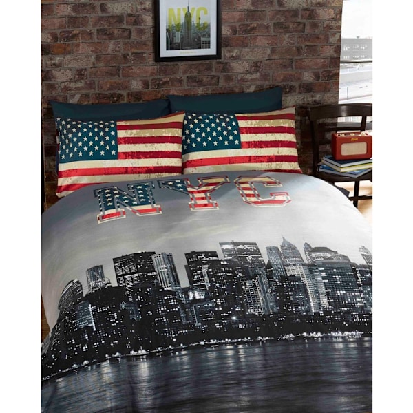 Catherine Lansfield New York Skyline Påslakan Set Dubbel Multi Multicoloured Double