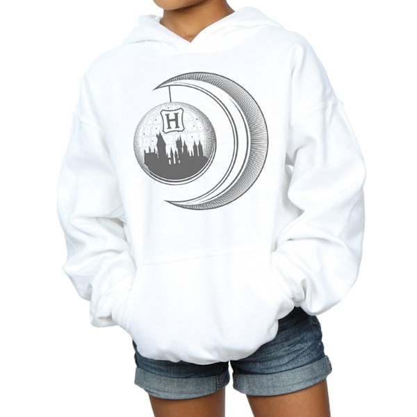 Harry Potter Girls Hogwarts Moon Hoodie 7-8 år Vit White 7-8 Years