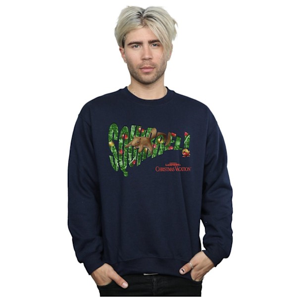 National Lampoon's Christmas Vacation Herr Squirrel Tree Sweatshirt Navy Blue XL
