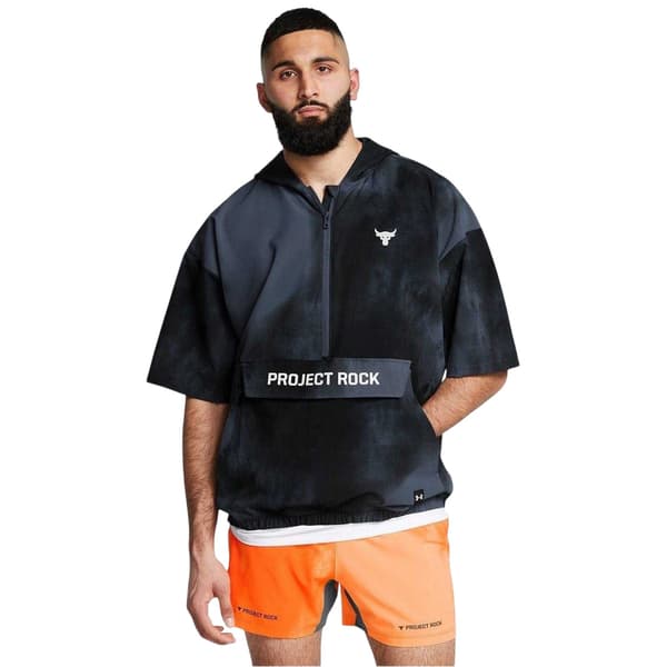 Under Armour Herr Project Rock Kortärmad Hoodie M Grå Grey M