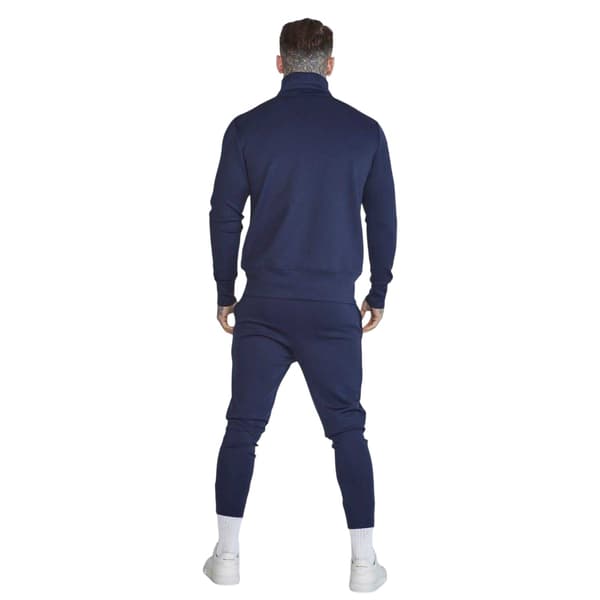 SikSilk Herr Logotyp Tröja med Hög Krage Slim Track Top L Marinblå Navy L