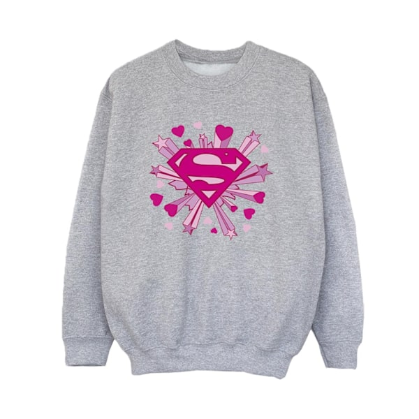DC Comics Boys Superman Rosa Hjärtan Och Stjärnor Logo Sweatshirt 3 Sports Grey 3-4 Years