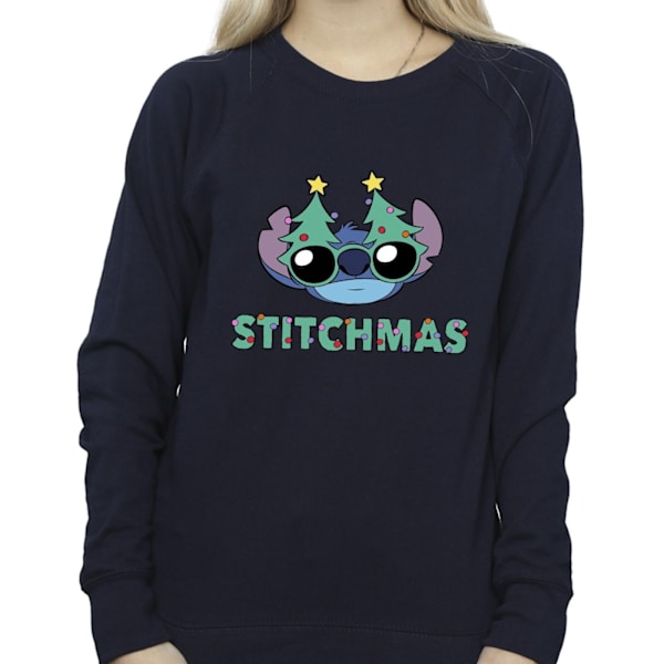Disney Dam/Kvinnor Lilo & Stitch Stitchmas Glasögon Sweatshirt Navy Blue 5XL