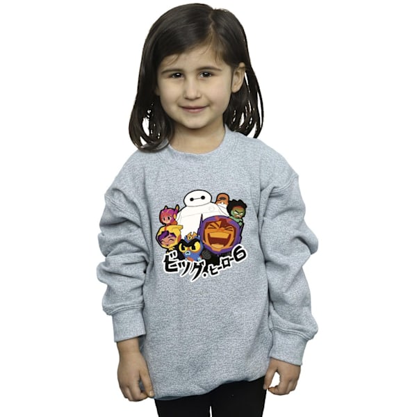 Disney Girls Big Hero 6 Baymax Group Manga Sweatshirt 5-6 år Sports Grey 5-6 Years