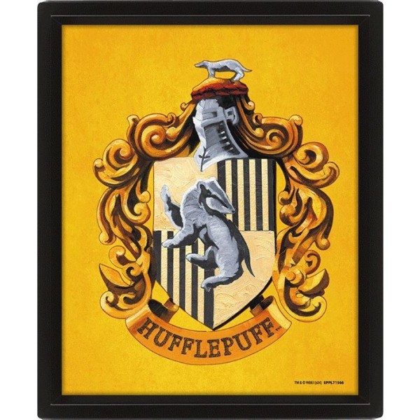 Harry Potter Hufflepuff 3D & Lenticular Poster 10in x 8in Gul Yellow/Black 10in x 8in