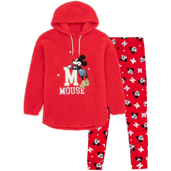 Mickey Mouse Pyjamas i borg för damer/kvinnor M Röd Red M