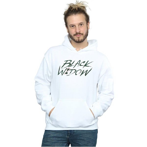 Marvel Mens Black Widow Movie Alt Logo Hoodie 5XL Vit White 5XL