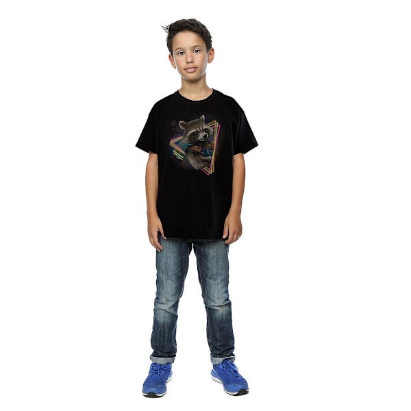 Guardians Of The Galaxy Boys Rocket Raccoon Neon T-Shirt 7-8 år Black 7-8 Years