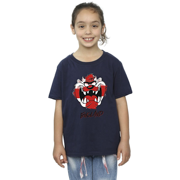 Looney Tunes Girls Taz England Face Bomull T-shirt 3-4 år Marinblå Navy Blue 3-4 Years