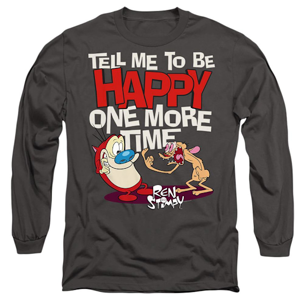 Ren & Stimpy Unisex Vuxen T-shirt Tell Me To Be Happy L Gråmelerad Charcoal L