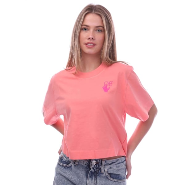 Off White Dam/Dam Hands Off Croppad T-shirt 6 UK Rosa Pink 6 UK
