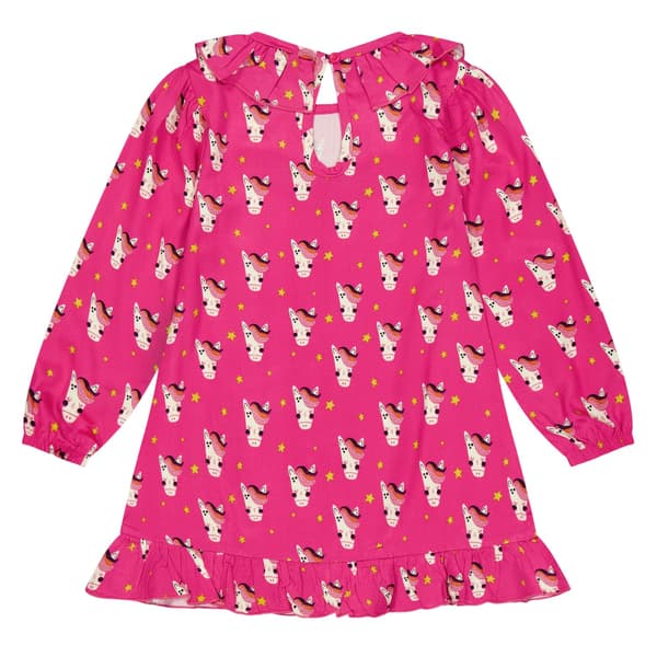 Lilly & Sid Flickor Klänning med puffärm och heltäckande tryck 6-7 år Rosa Pink 6-7 Years