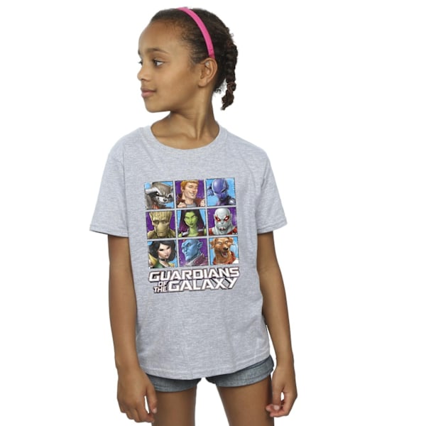 Guardians Of The Galaxy Girls Character Squares Bomull T-shirt Sports Grey 7-8 Years