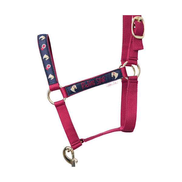 Little Rider Riding Star Collection Hästgrimma och Ledrep Navy/Burgundy Small Pony
